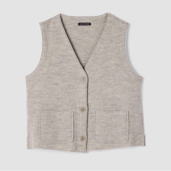 NWT Eileen Fisher Lightweight Boiled Wool Vest in Regenerative Wool - Picture 8 of 9